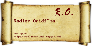 Radler Oriána névjegykártya